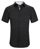 Tom Baine Men's Slim Fit Short Sleeve Performance Stretch Button Down Dress Shirt