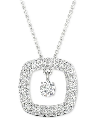Diamond Orbital Square Halo Pendant Necklace (5/8 ct. t.w.) in 10k White Gold, 16" + 2" extender