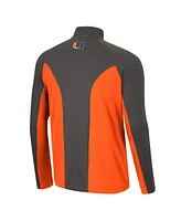 Men's Colosseum Orange, Charcoal Miami Hurricanes Two Yutes Raglan Quarter-Zip Windshirt