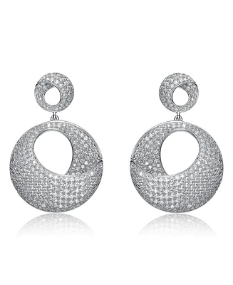 Genevive Sterling Silver Cubic Zirconia Overlap Circle Earrings