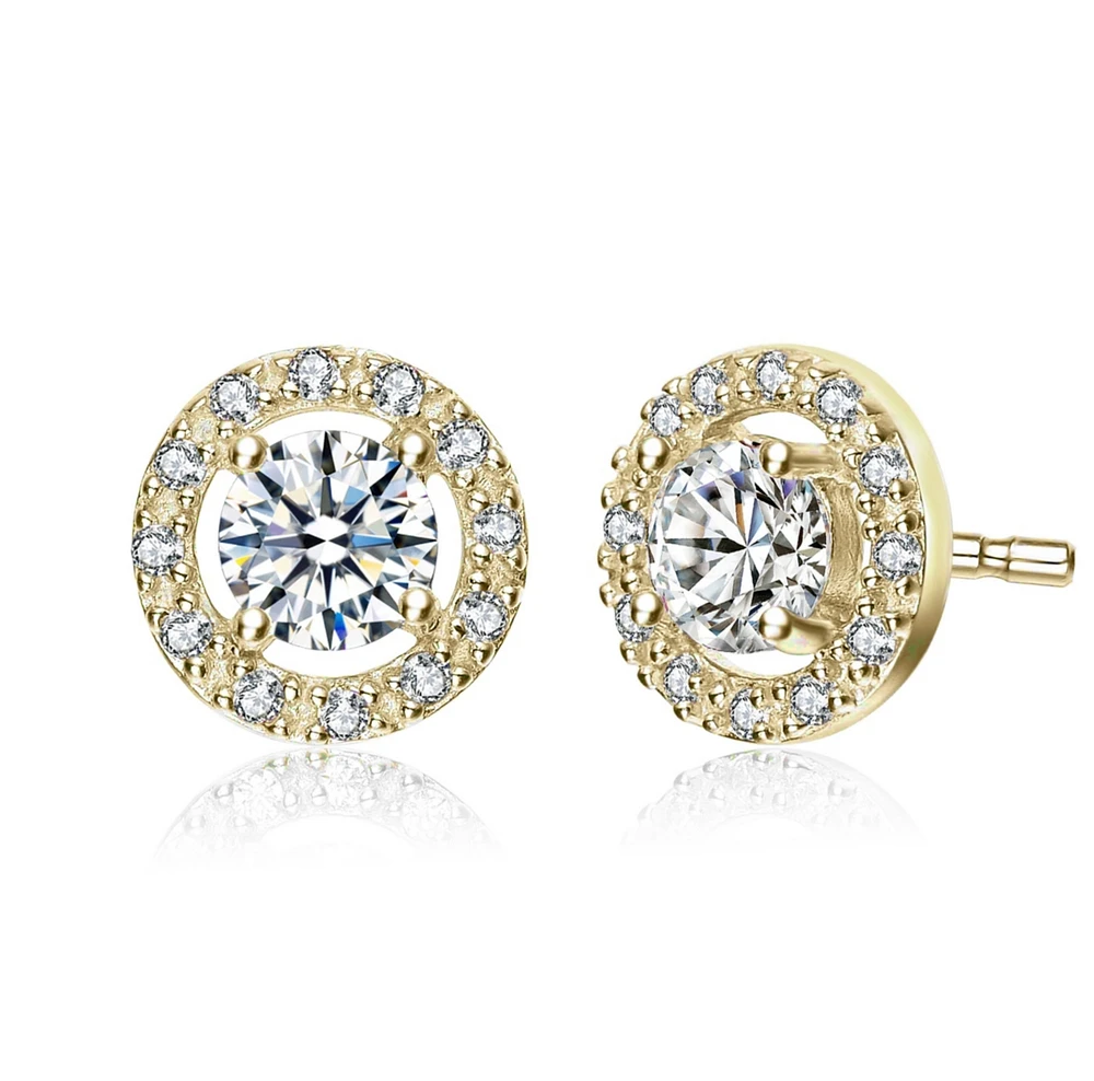 Cubic Zirconia Elegant Halo Stud Earrings