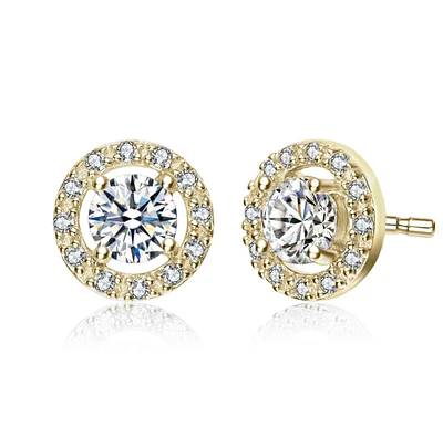 Cubic Zirconia Elegant Halo Stud Earrings