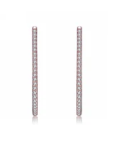 Sterling Silver with 18K Rose Gold Plated Cubic Zirconia Hoop Earrings