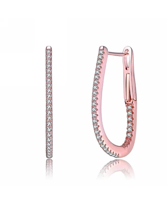 Sterling Silver with 18K Rose Gold Plated Cubic Zirconia Hoop Earrings