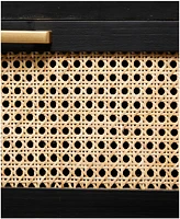 Rosemary Lane 32" Wood 3 Drawer Cabinet with Cane Front Drawers and Gold-Tone Handles
