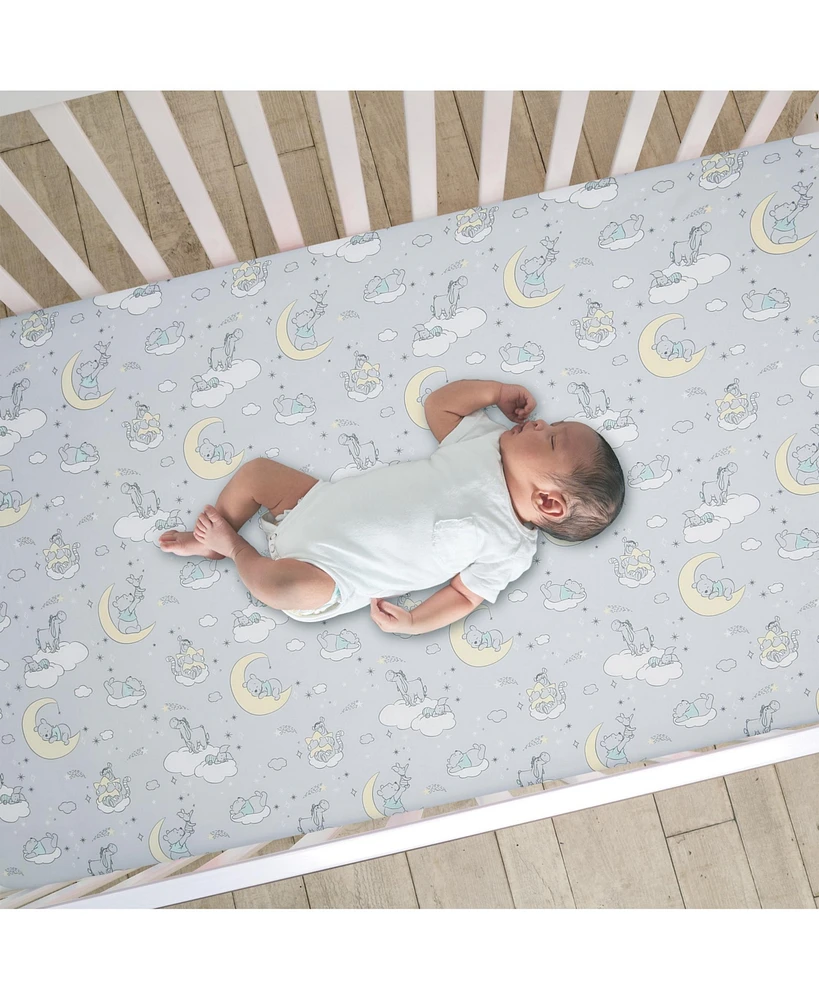 Lambs & Ivy Baby Disney Cozy Friends Winnie the Pooh Gray Fitted Crib Sheet