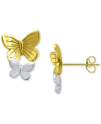 Giani Bernini Double Butterfly Stud Earrings in Sterling Silver & 18k Gold-Plate, Created for Macy's