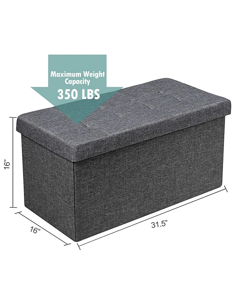 31.5''Fabric Foldable Storage Ottoman Toy Chest W/Removable Bin