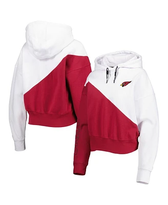 Women's Dkny Sport White, Cardinal Arizona Cardinals Bobbi Color Blocked Pullover Hoodie