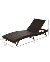 Outsunny Patio Rat Lounge Chair, Cushioned, Adjustable Backrest