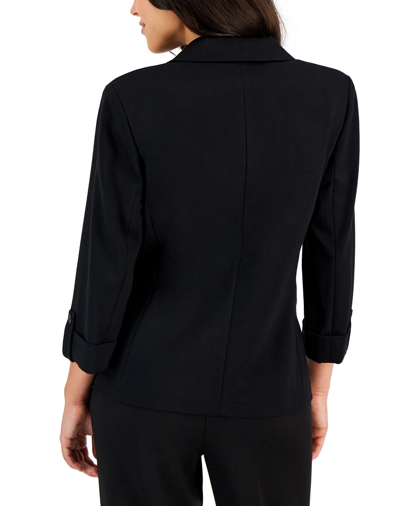 Ak Anne Klein Petite Notch-Lapel One-Button Blazer