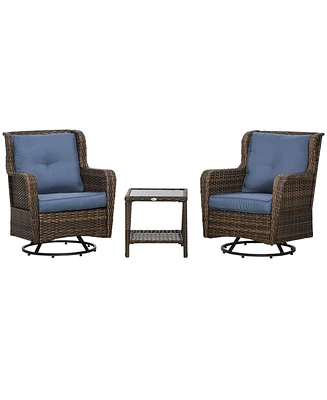 Outsunny Patio Bistro Set, Rocking & 360° Rotation, Porch Furniture
