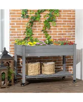 Outsunny 47" x 21" Raised Garden Bed, Elevated Wooden Planter Box,