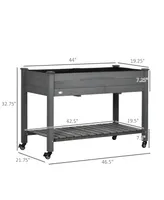 Outsunny 47" x 21" Raised Garden Bed, Elevated Wooden Planter Box,