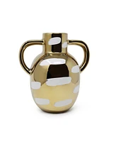 Vase with Brushstroke Design with Handles, 9" H
