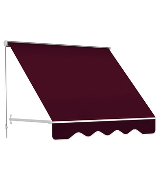 Outsunny 6' Retractable Patio Sun Window Awning w/ Comfortable Shade, Wine