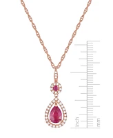 Ruby (1-1/4 ct. t.w.) and Diamond (1/3 ct. t.w.) Pendant Necklace in 14k Rose Gold (Also Available In Tanzanite)