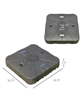Outsunny Square Cantilever Patio Umbrella Base with 4 Wheels for Easy Moving, Heavy Duty Umbrella Stand Weight, 330 lb Capacity Sand or 249 lb Capacit