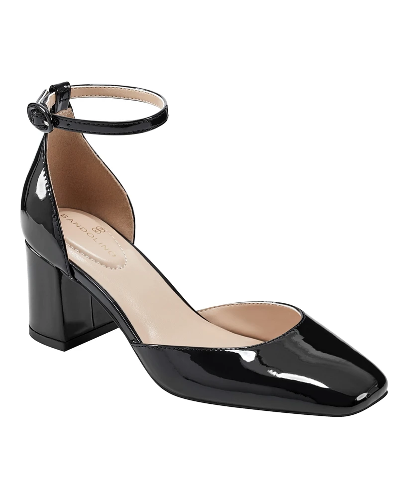 Bandolino Women's Lets Add Square Toe Block Heel Ankle Strap Pumps