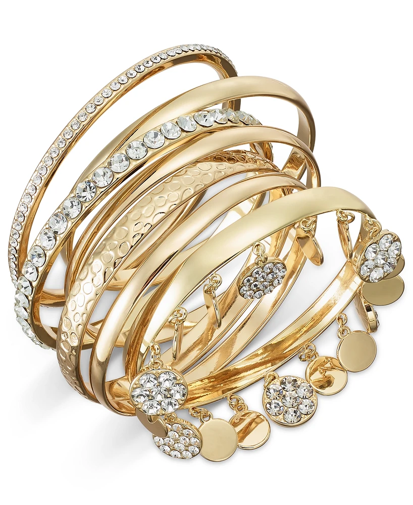 I.n.c. International Concepts Gold-Tone 7-Pc. Set Crystal Bangle Bracelets, Exclusively at Macy's