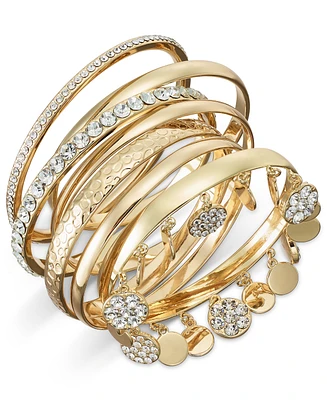 I.n.c. International Concepts Gold-Tone 7-Pc. Set Crystal Bangle Bracelets, Exclusively at Macy's