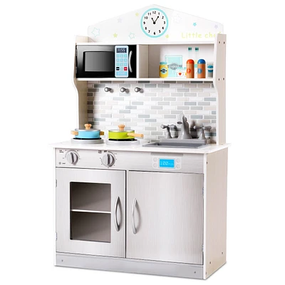 Kids Wooden Pretend Cooking Playset Cookware Play Set Kitchen Toys Gift