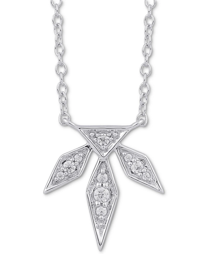 Enchanted Disney Fine Jewelry Diamond Elsa Snowflake Pendant Necklace (1/10 ct. t.w.) in Sterling Silver, 16" + 2" extender