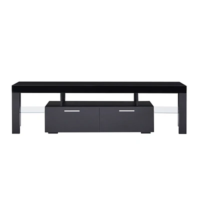 Modern Tv Stand With Led Lights, High Glossy Front Tv Cabinet