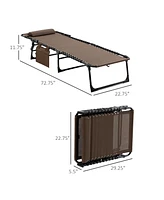 Outsunny Reclining Chaise Lounge Chair, Portable Sun Lounger, Folding Camping Cot, with Adjustable Backrest and Removable Pillow, for Patio, Garden, B