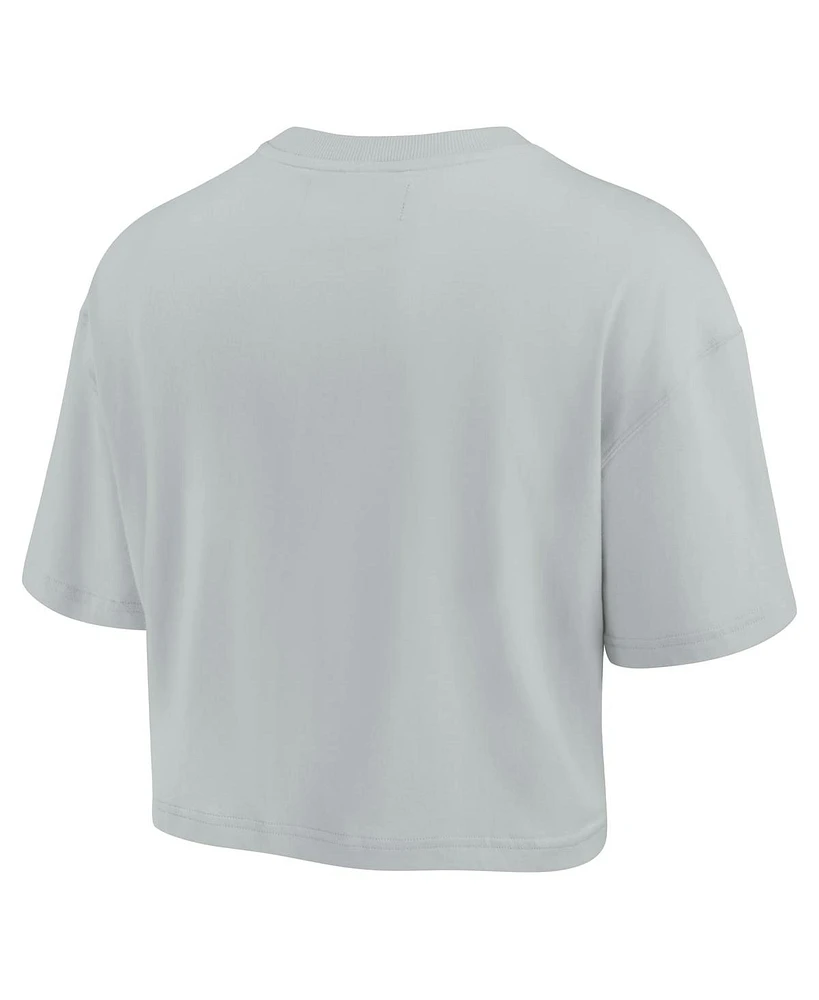 Women's Fanatics Signature Gray Green Bay Packers Super Soft Short Sleeve Cropped T-shirt