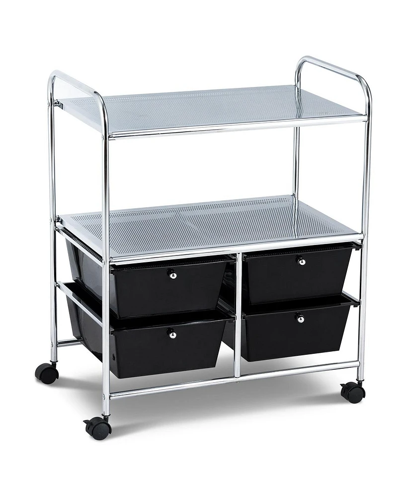 4Drawer Rolling Storage Cart shelf Scrapbook Paper Office School Organizer