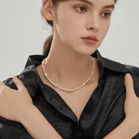 18K Gold Plated Mixed Large & Small Freshwater Pearl - Kylie Necklace 16" For Women