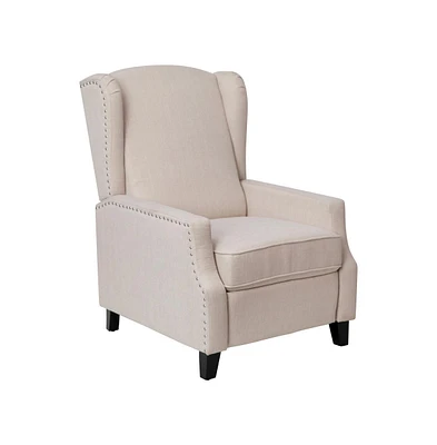 Mauro Contemporary Pushback Recliner With Accent Nail Trim-Wingback Manual
