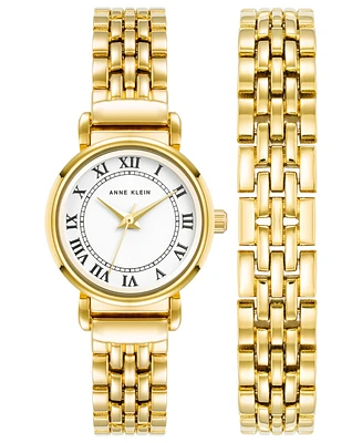 Anne Klein Women's Quartz Gold-Tone Alloy Watch 24mm Set