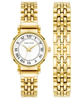 Anne Klein Women's Quartz Gold-Tone Alloy Watch 24mm Set