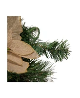 28" Mixed Pine Berry and Poinsettia Artificial Christmas Teardrop Swag - Unlit