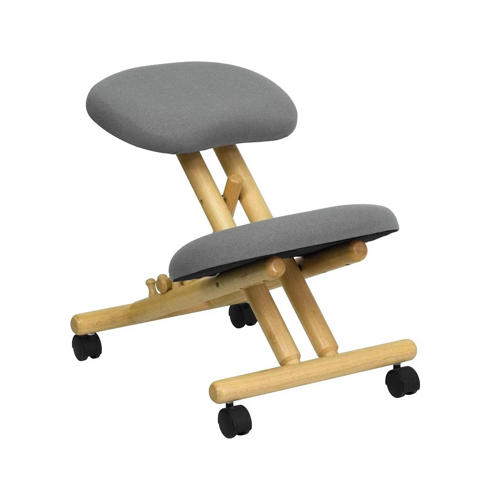 Emma+Oliver Mobile Wooden Ergonomic Kneeling Office Chair