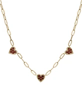 Garnet Heart Cluster 18" Collar Necklace (3/4 ct. t.w.) in 14k Gold-Plated Sterling Silver