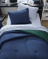 Nautica Solid Microfiber Reversible 4 Piece Comforter Set, Twin/Twin Xl