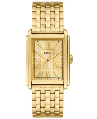 Fossil Men's Carraway Three-Hand Gold-Tone Stainless Steel Watch, 30mm