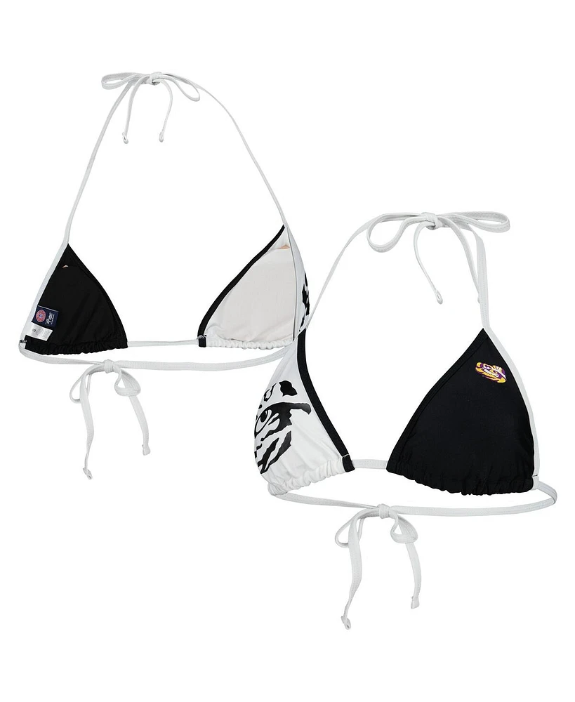 Women's G-iii 4Her by Carl Banks Black, White Lsu Tigers Play Action Bikini Top