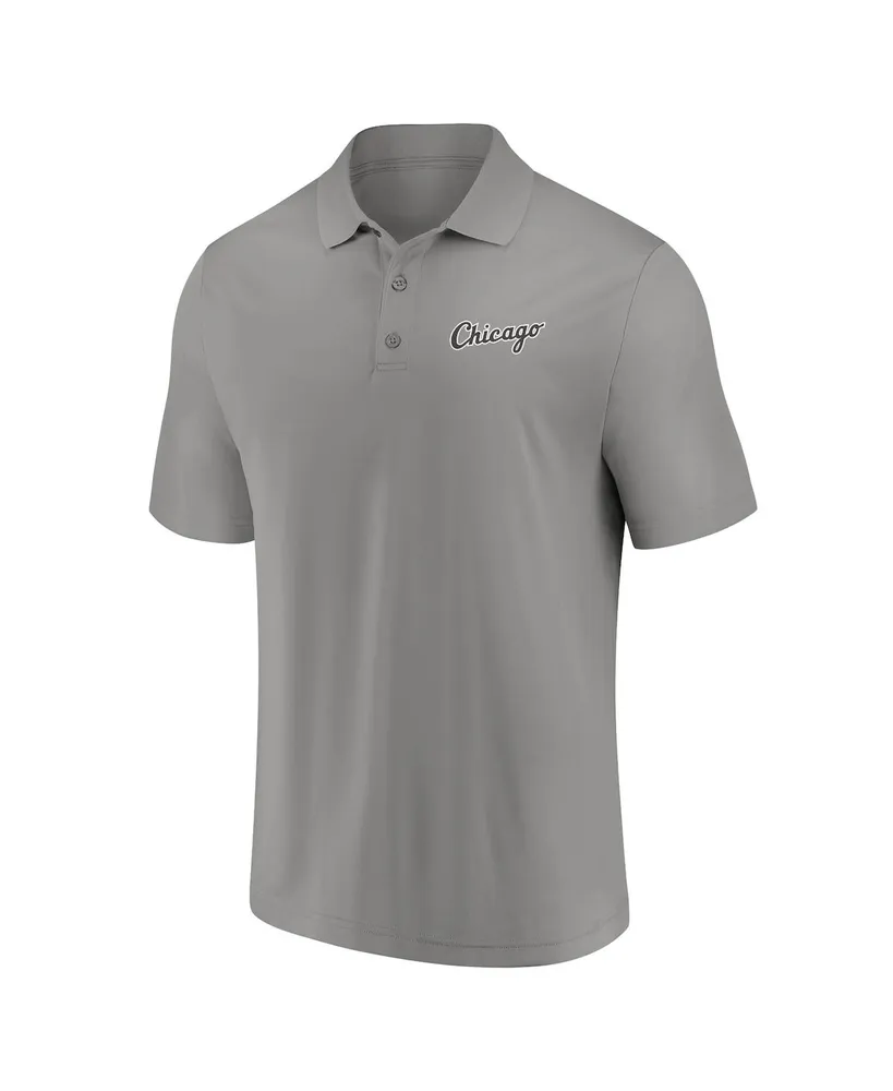 Men's Fanatics Black, Gray Chicago White Sox Dueling Logos Polo Shirt Combo Set