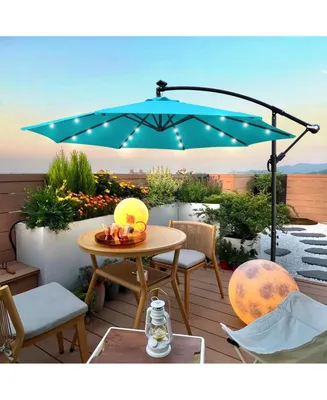 10 Ft Outdoor Patio Umbrella Solar Powered Led Lighted Sun Shade Market Waterproof 8 Ribs