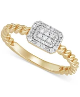 Diamond Cluster Rope Style Ring (1/10 ct. t.w.) in 14k Gold-Plated Sterling Silver