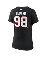 Women's Fanatics Connor Bedard Chicago Blackhawks 2023 Nhl Draft Authentic Stack Player Name and Number V-Neck T-shirt