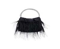 Nina Crystal Handle Feather Pouch