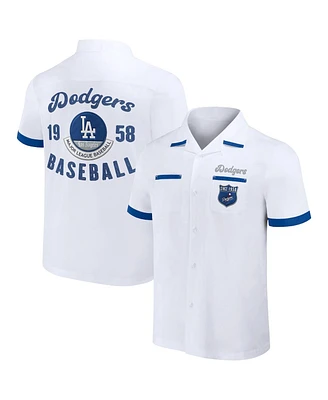 Men's Darius Rucker Collection by Fanatics White Los Angeles Dodgers Bowling Button-Up Shirt