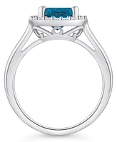 Macy's London Blue Topaz (2-3/4 ct. t.w.) and Diamond (1/4 Halo Ring 14K White Gold