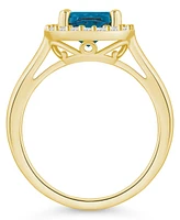 Macy's London Blue Topaz (2-3/4 ct. t.w.) and Diamond (1/4 Halo Ring 14K Yellow Gold