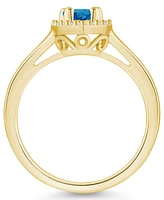 Macy's London Blue Topaz (1 ct. t.w.) and Diamond (1/5 Halo Ring 14K Yellow Gold
